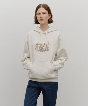 CLASSIC LOGO EMBROIDERY HOODIE (BRUSHED) oatmeal