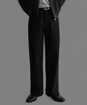 스트레치 코튼 세미플레어 팬츠 [블랙]
