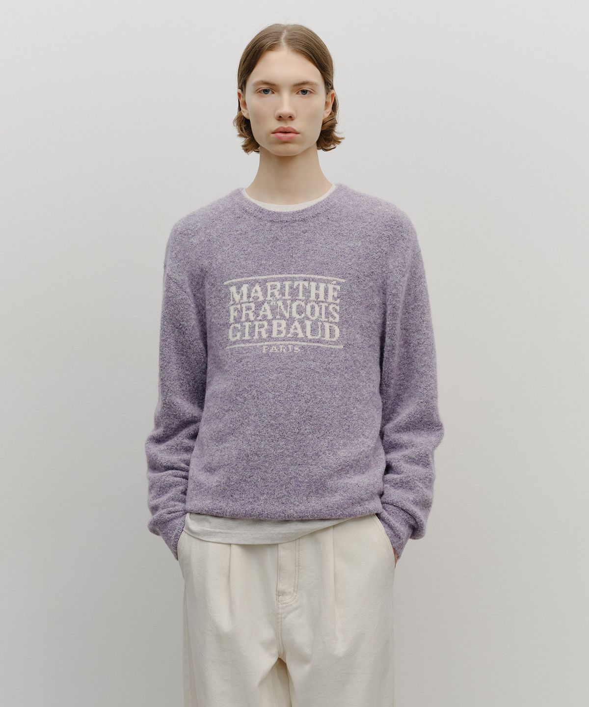 마리떼 프랑소와 저버(MARITHÉ + FRANҪOIS GIRBAUD) BOUCLE CLASSIC LOGO KNIT PULLOVER light purple