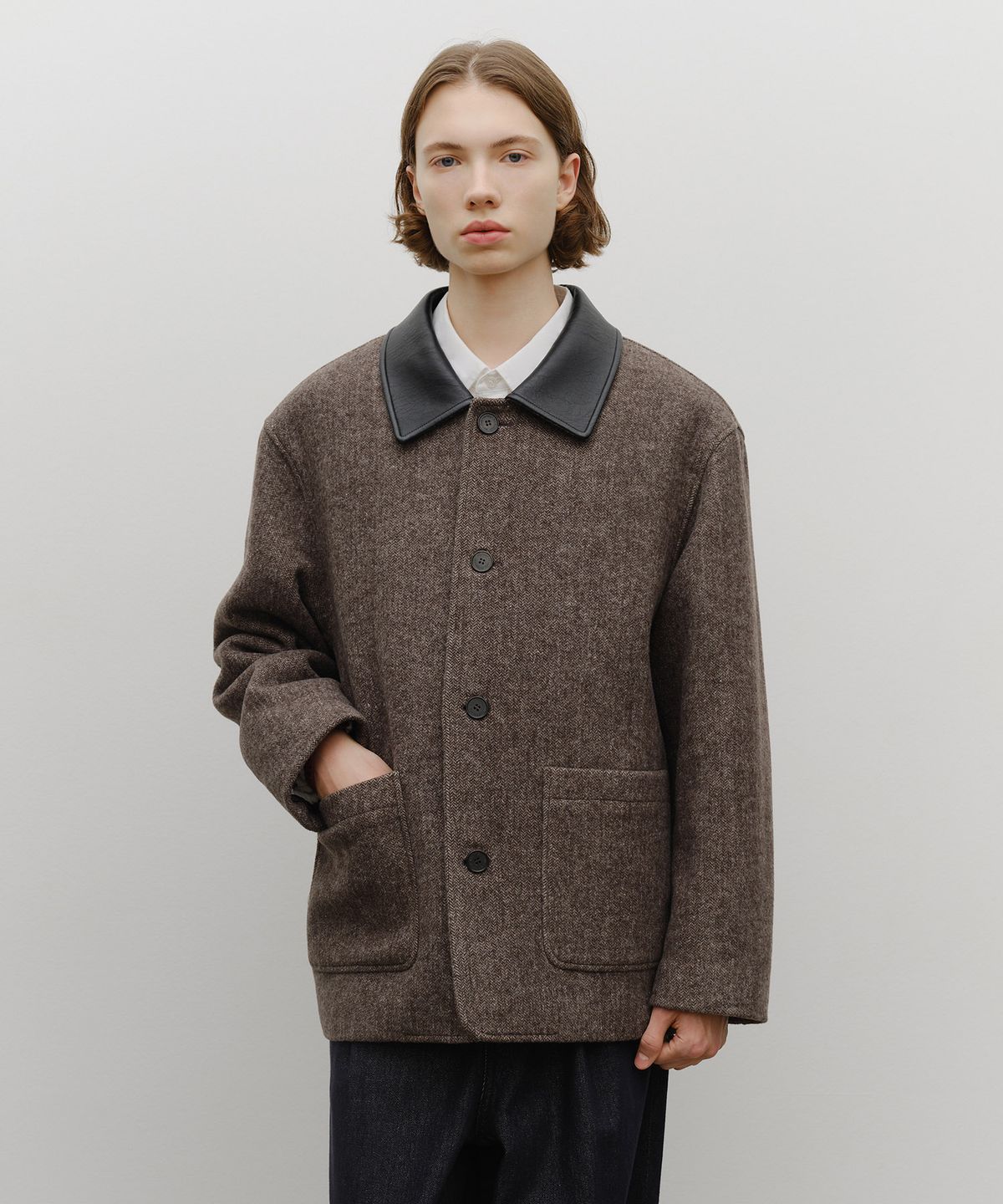 마리떼 프랑소와 저버(MARITHÉ + FRANҪOIS GIRBAUD) COLLAR POINT HALF COAT brown