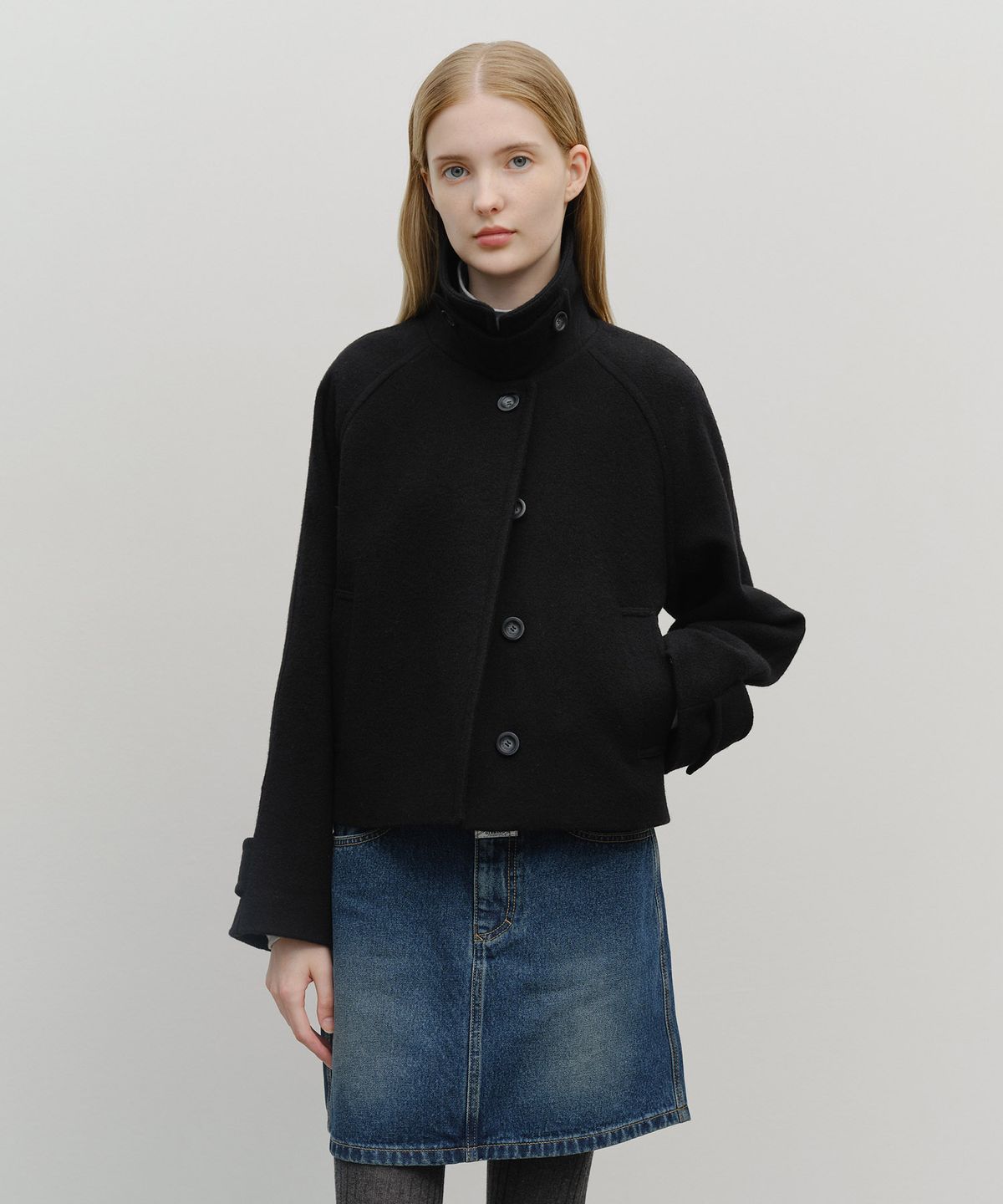 마리떼 프랑소와 저버(MARITHÉ + FRANҪOIS GIRBAUD) W OVERSIZED CROP COAT black