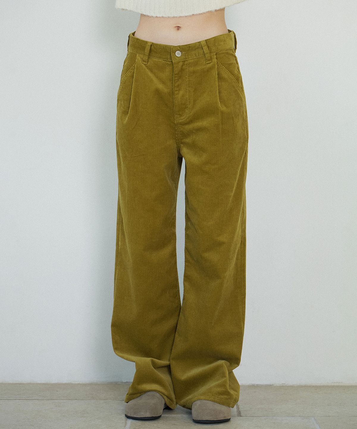 하우스 오브 폰드(HOUSE OF POND) Wide Legs Corduroy Denim Jeans_Olive
