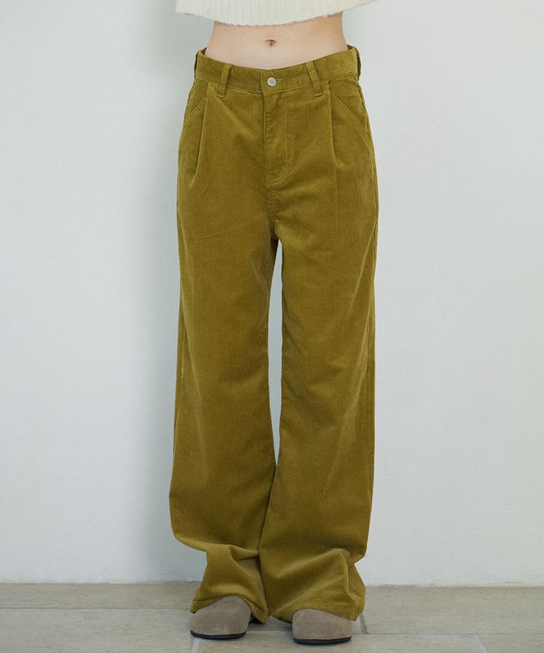 Wide Legs Corduroy Denim Jeans_Olive