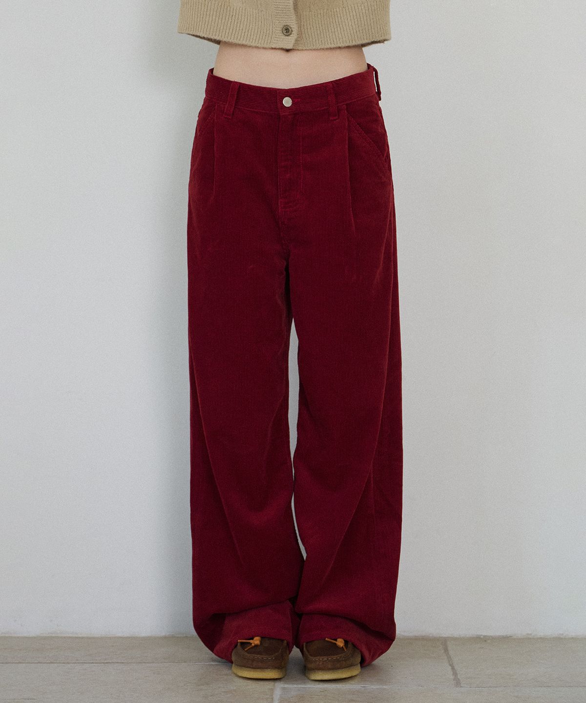 하우스 오브 폰드(HOUSE OF POND) Wide Legs Corduroy Denim Jeans_Red
