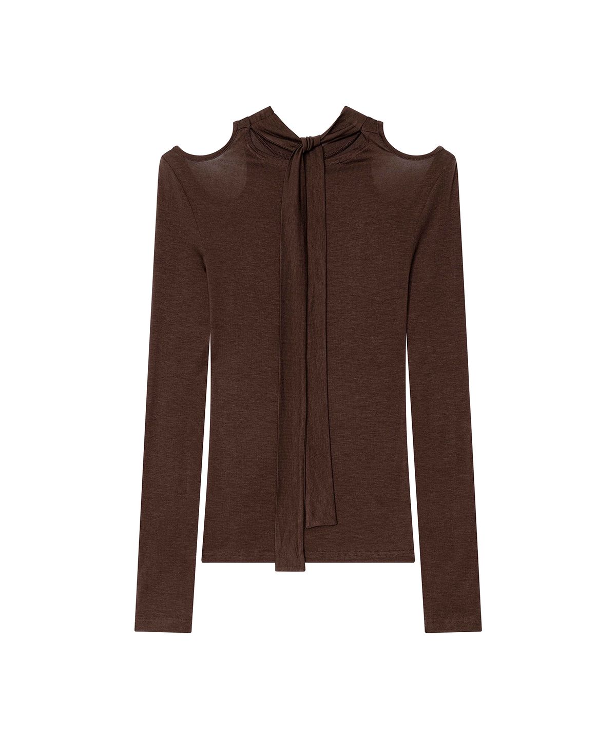 더포르타(THEPORTA) FEMININE TIE STRAP LONG SLEEVE, BROWN