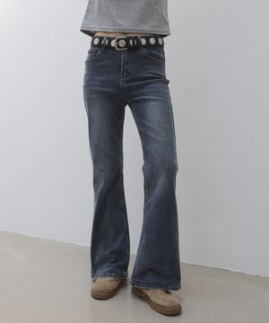 포미 워시드블루 스판 부츠컷 데님팬츠