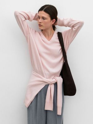 ESSENTIAL CASHMERE DEEP V-NECK KNIT(T-7125) L/PINK