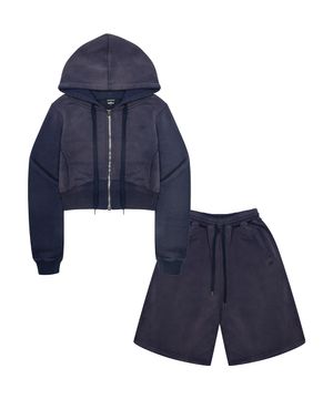 [SET] 워싱 크롭 후드 집업 셋업 (2color) ANZHD01HS ANZSPT02HS