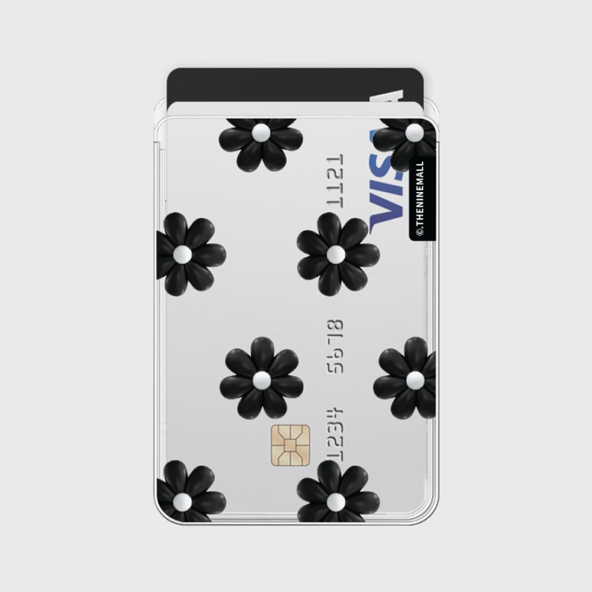 더나인몰(THE NINEMALL) black marguerite flower pattern [맥세이프 투명 카드지갑]