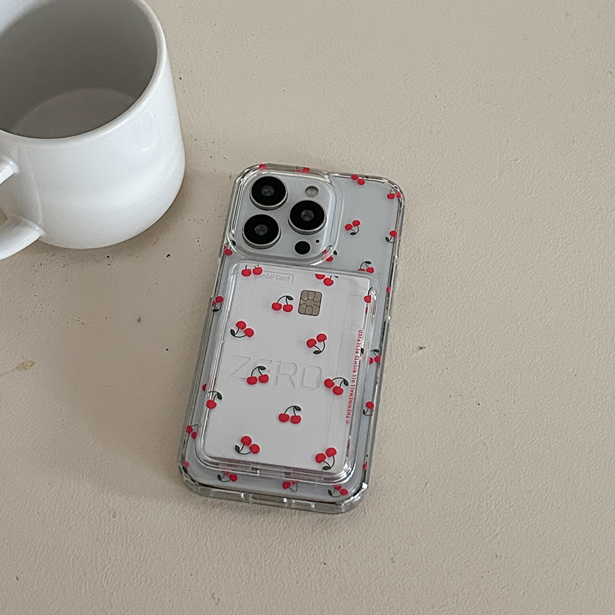 더나인몰(THE NINEMALL) mini cherry pattern [맥세이프 투명 카드지갑]