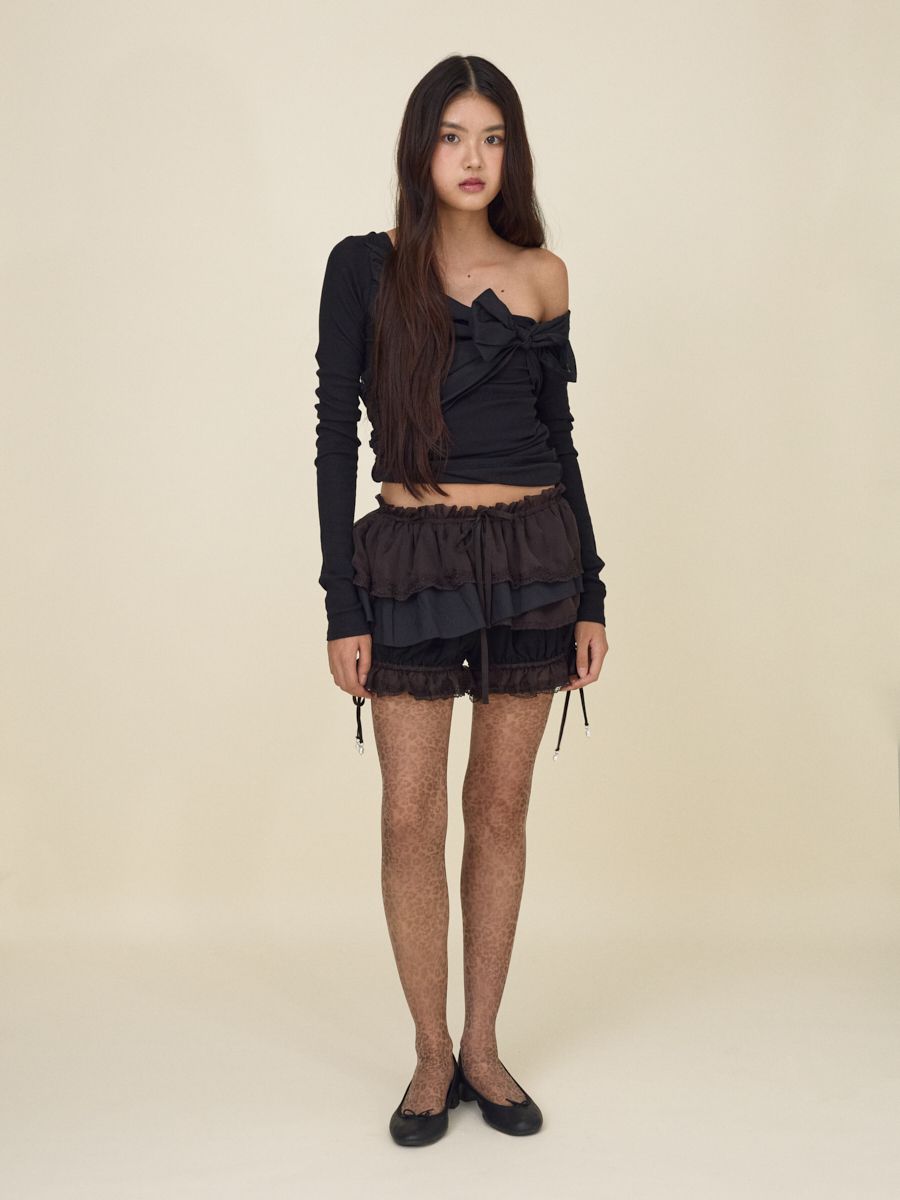 【GLOWNY】SCALLOPED LACE MINI SKORT グロウ二ー MUSINSA公式 | GLOWNY SCALLOPED LACE MINI SKORT (BROWN)