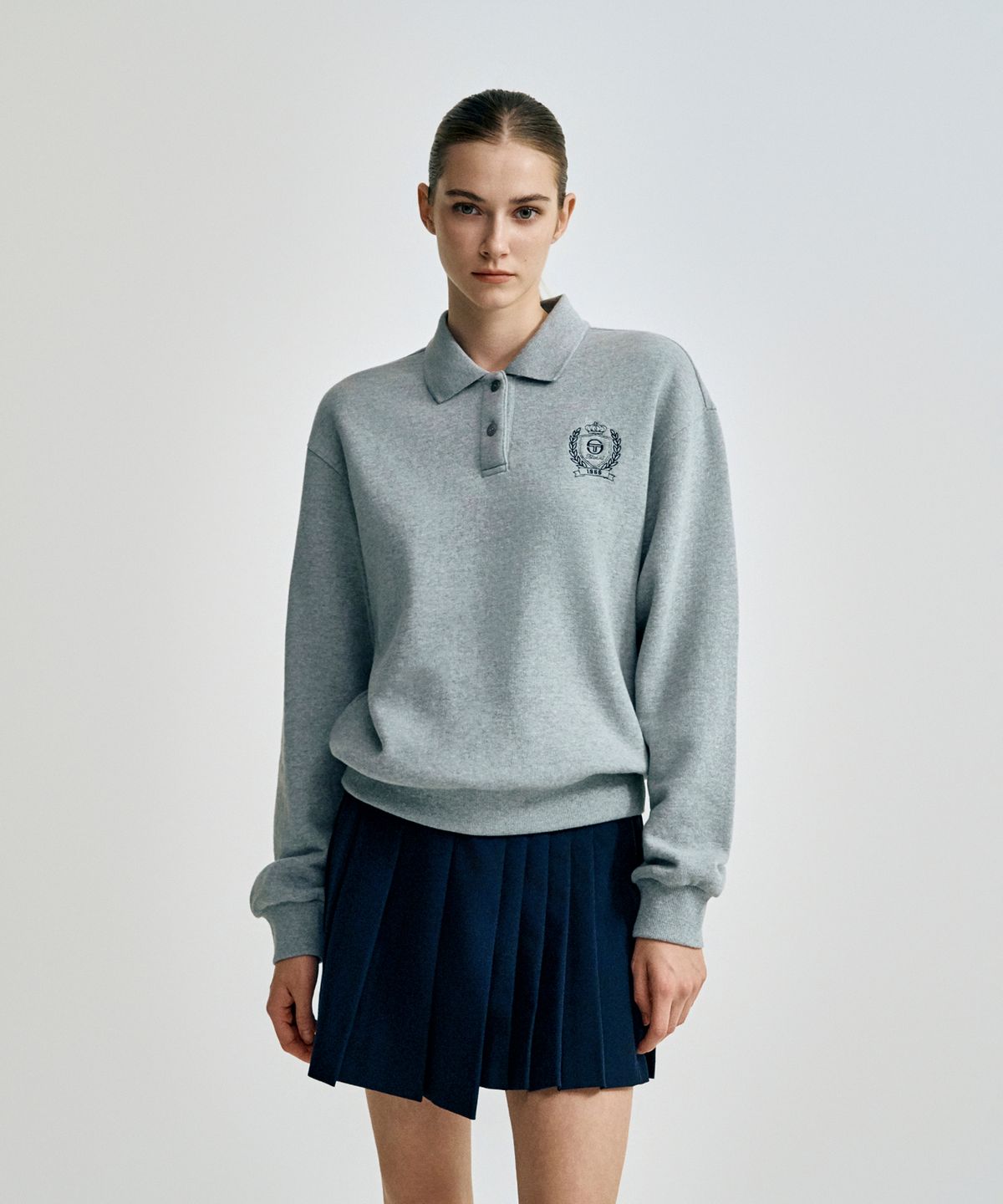 세르지오 타키니(SERGIO TACCHINI) W 클래식 기모 카라넥 풀오버 (Melange Grey)