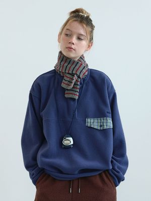 레트로 스냅 플리스 아노락 (Blue)