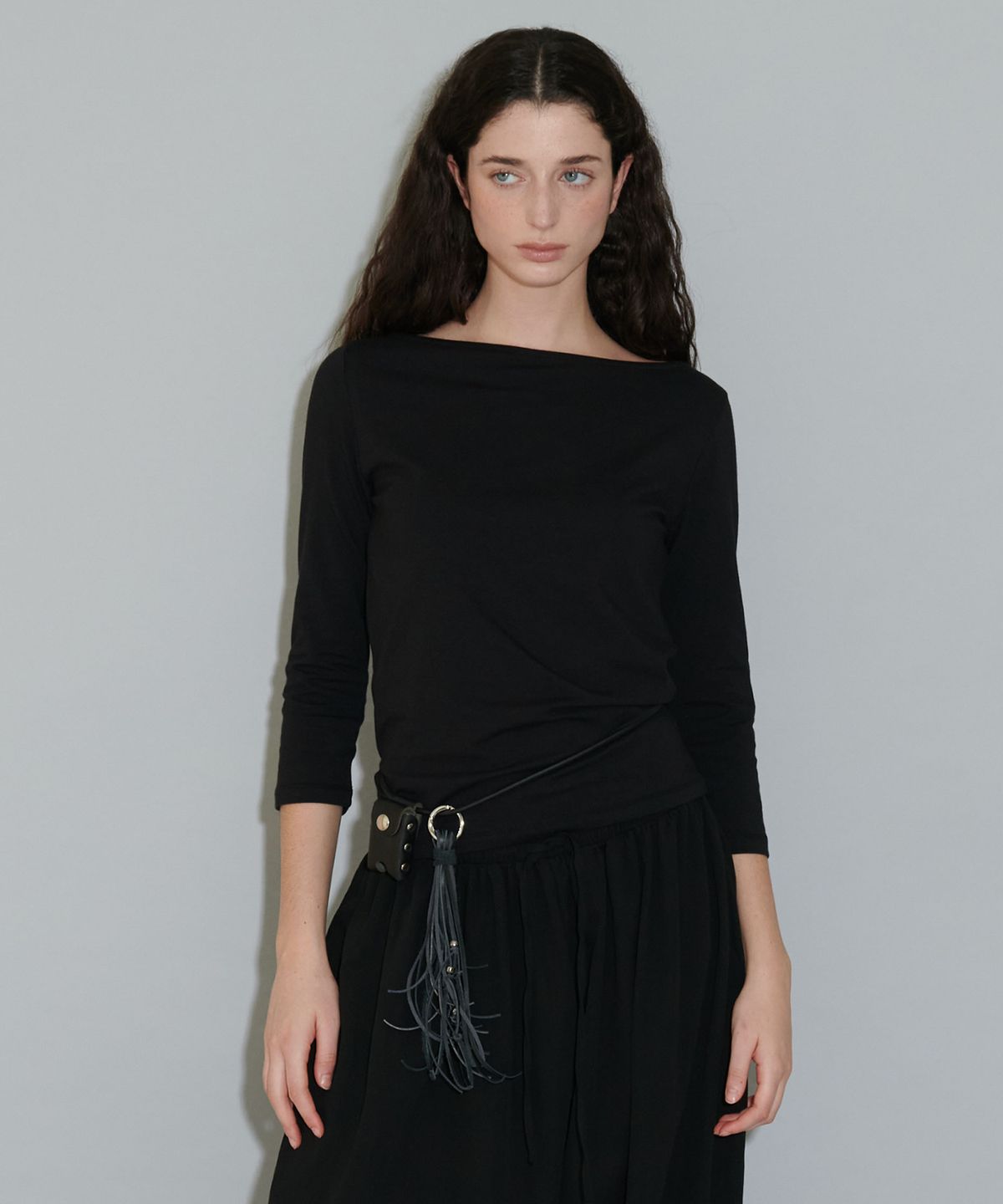 더포르타(THEPORTA) 3/4 BASIC T-SHIRT, BLACK