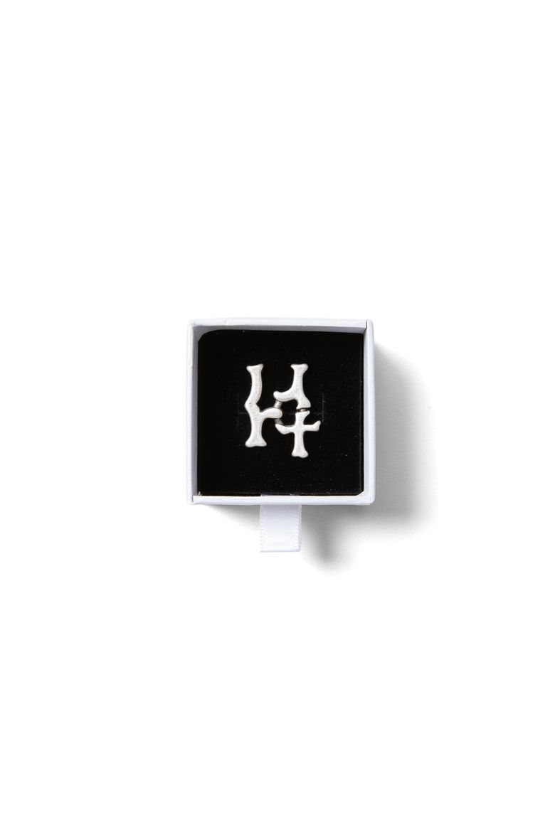 Crest Logo Brooch Silver Gray
