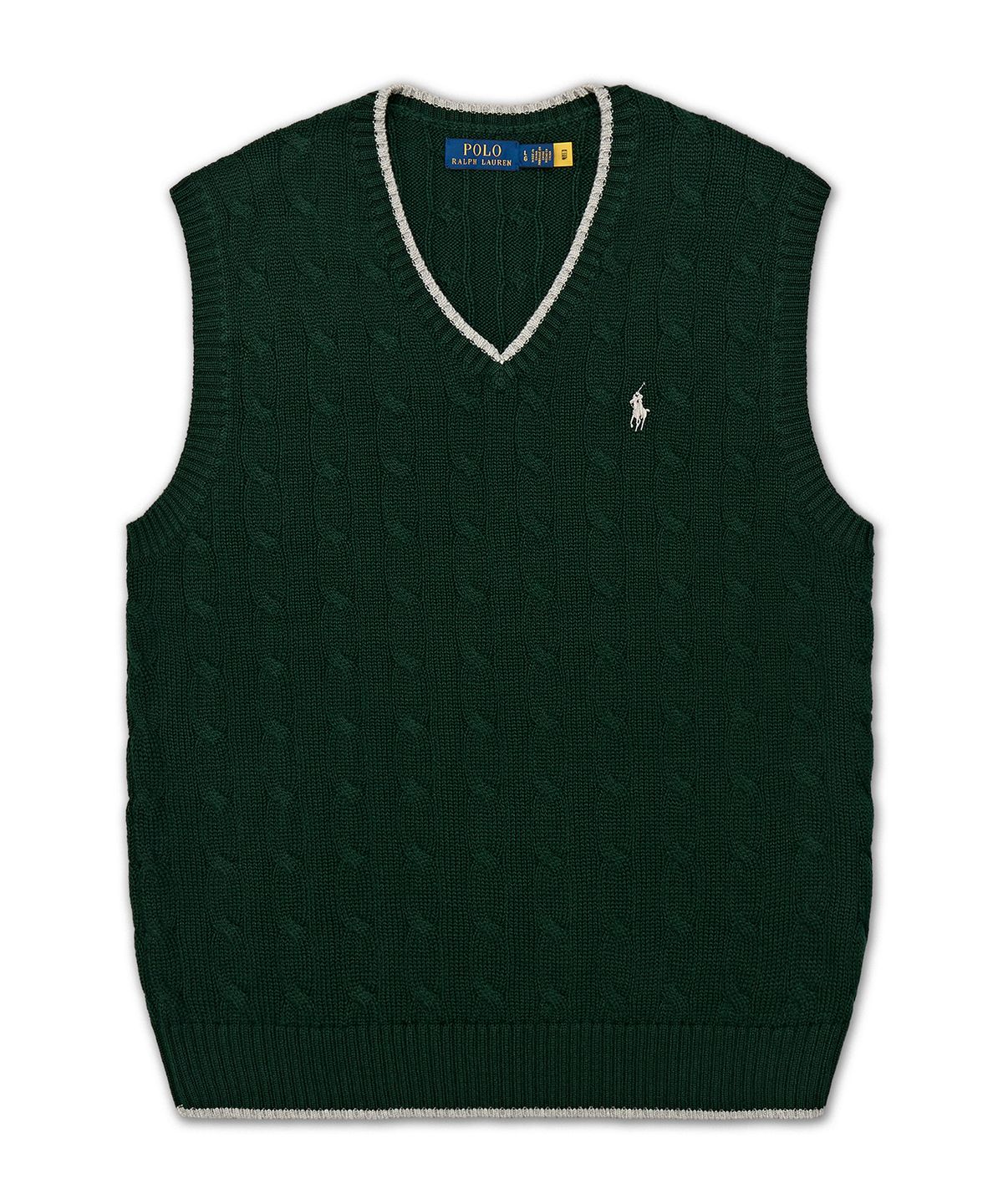 폴로 랄프 로렌(POLO RALPH LAUREN) 케이블 니트 코튼 스웨터 베스트-그린