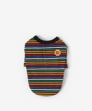 스트라이프 강아지 티셔츠 (블랙)