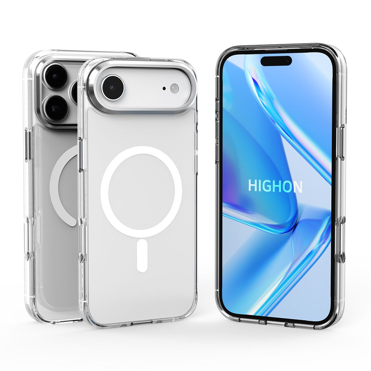 하이온(HIGHON) 아이폰17 프로 맥스 케이스 방탄 강화유리 맥세이프 호환 슬림 젤하드 클리어 BTC-M3