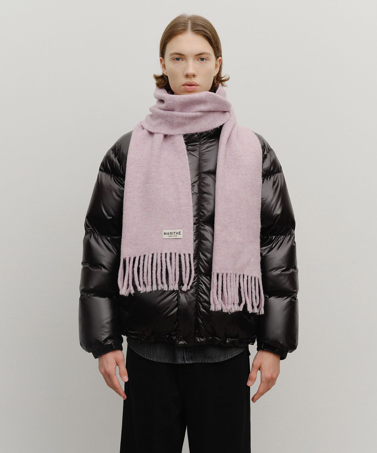 마리떼 프랑소와 저버(MARITHÉ + FRANҪOIS GIRBAUD) FUZZY SOLID KNIT MUFFLER light purple