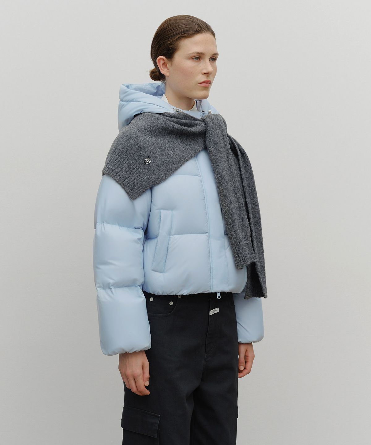 마리떼 프랑소와 저버(MARITHÉ + FRANҪOIS GIRBAUD) CIRCLE LOGO SHAWL MUFFLER charcoal