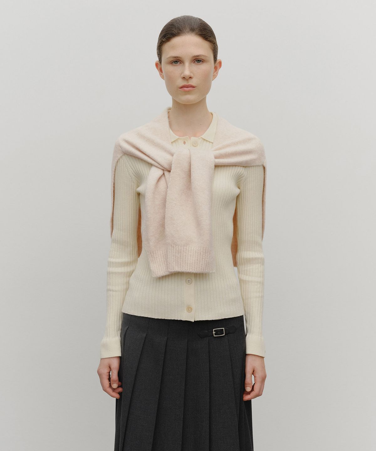 마리떼 프랑소와 저버(MARITHÉ + FRANҪOIS GIRBAUD) CIRCLE LOGO SHAWL MUFFLER beige