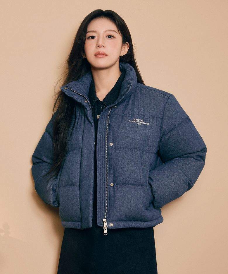 [고윤정 PICK] W DENIM CROP DOWN JACKET blue