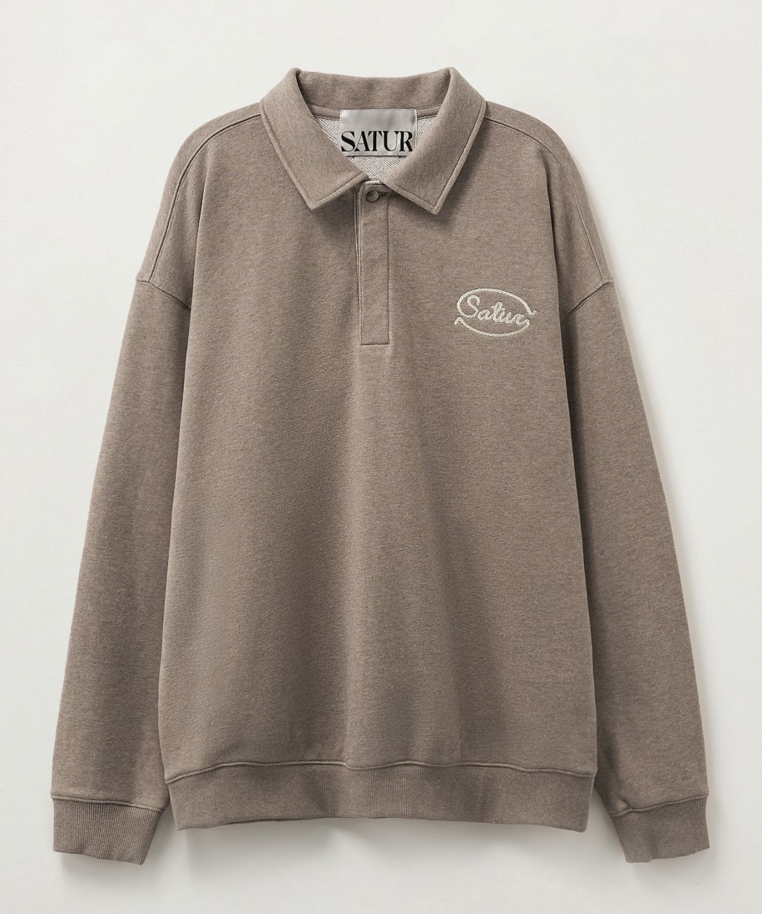 MUSINSA公式 | SATUR Rope Logo Loose Fit Collar Sweatshirt in