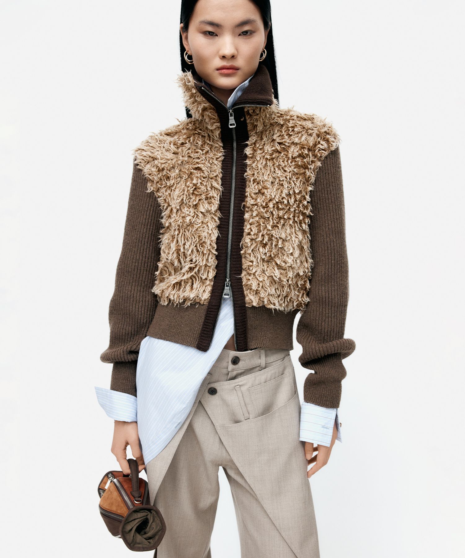 MUSINSA | ANDERSSON BELL FUR COMBO KNIT TOP atb1392w(BEIGE)