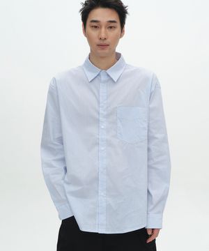 클래식 더블 버튼 디테일 옥스포드 멀티 오버핏 스트라이프 셔츠 [화이트]