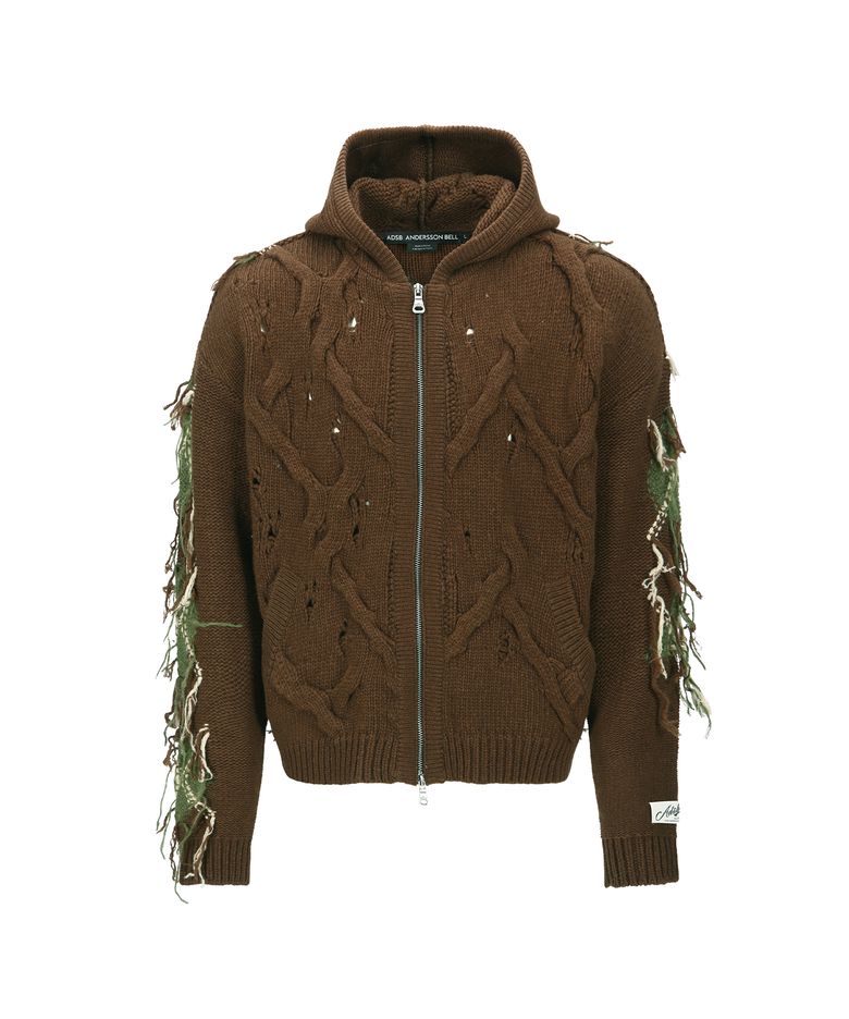 UNISEX ARGYLE FISHERMAN HOOD ZIP-UP atb1347u(BROWN)