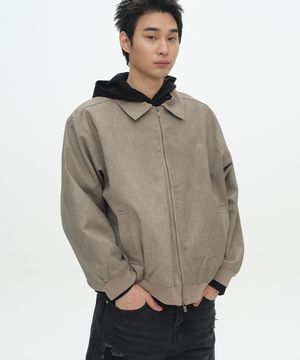 빈티지 워싱 코튼 카라 집업 블루종 워크 자켓_2COLOR