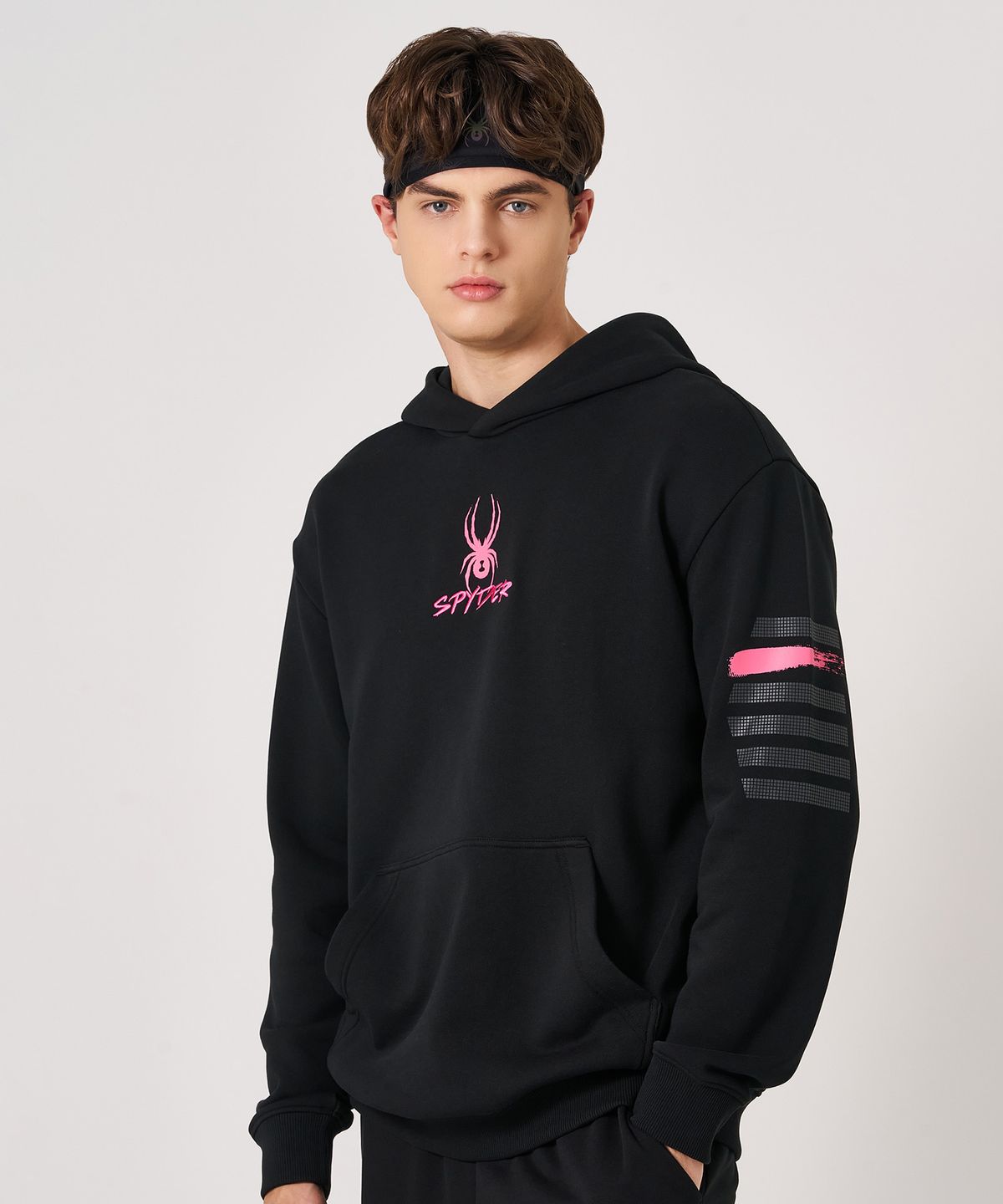 스파이더(SPYDER) 공용  IRON PINK  컬렉션 후드 티셔츠 SPKFCNHD201MBLK