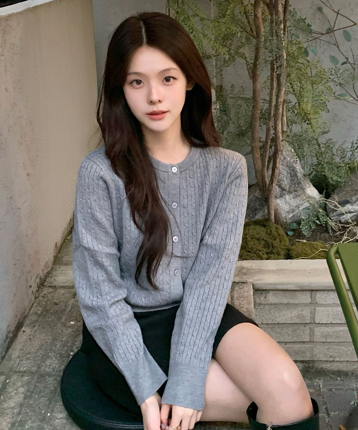 마인드브릿지 우먼(MIND BRIDGE WOMEN) [W]케이블 라운드 넥 가디건 - 2color