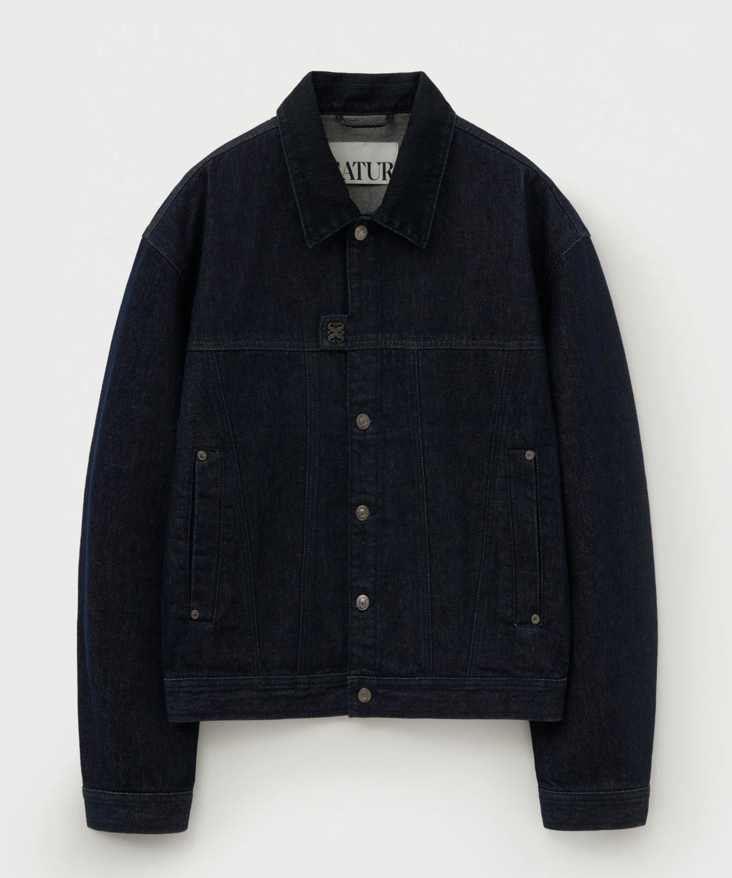 MUSINSA公式 | SATUR Symbol Brooch Velvet Collar Denim Trucker