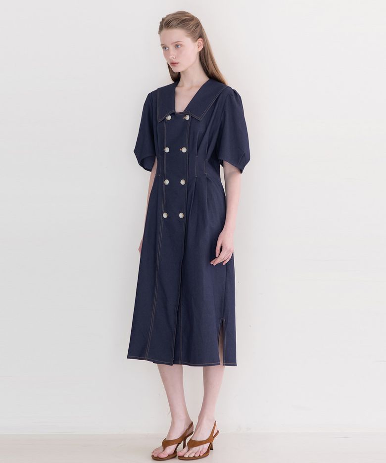 Double-button dress - Indigo