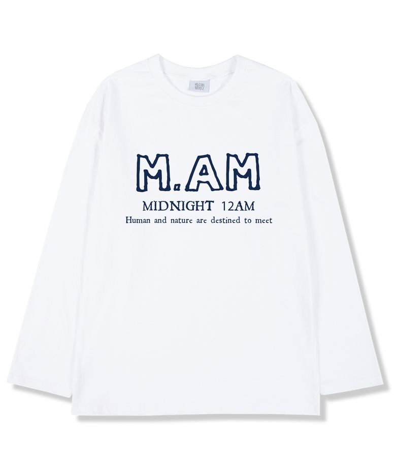 M.AM로고 오버핏 긴팔티셔츠 화이트 (시보리선택)
