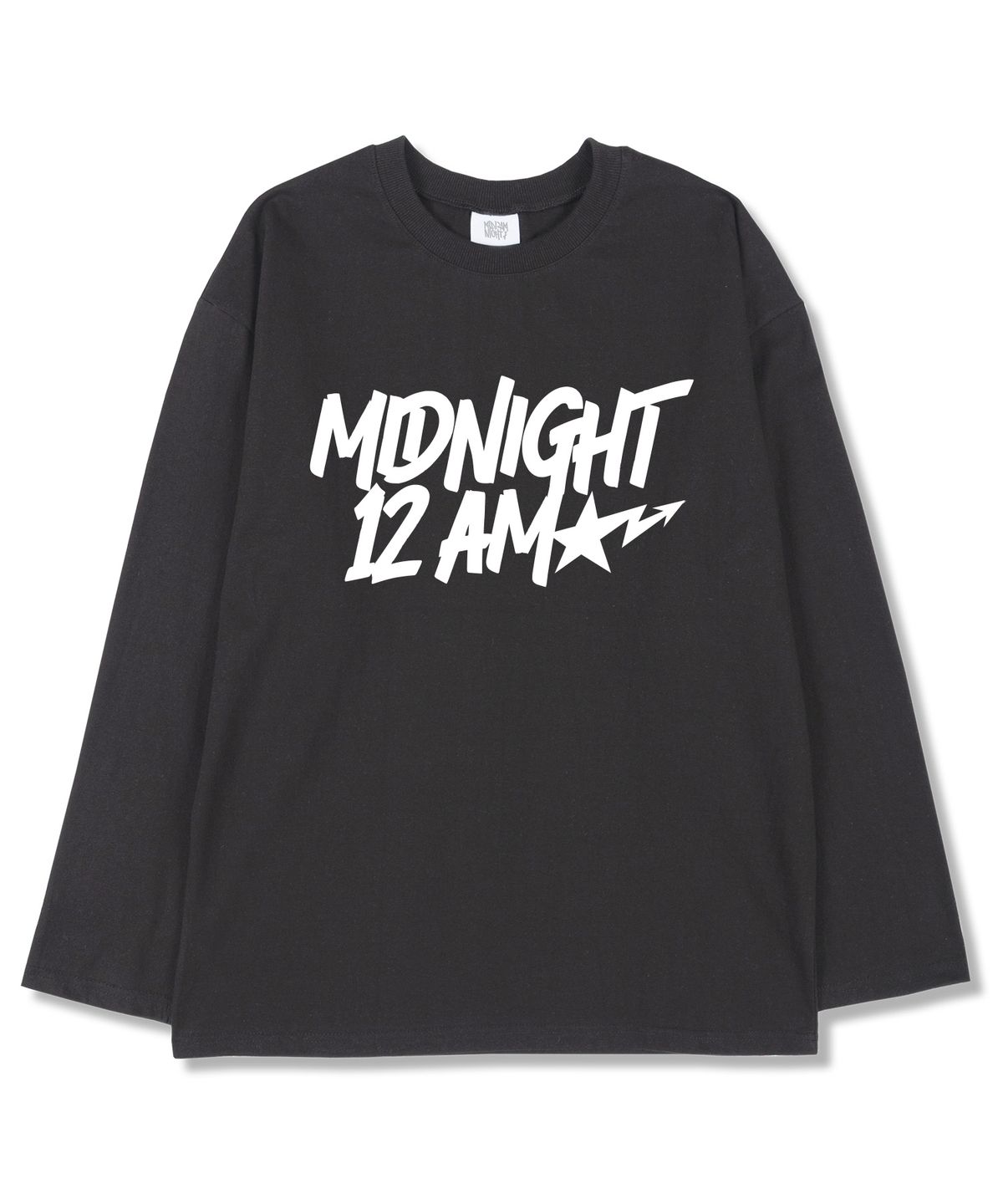 미드나잇12에이엠(MIDNIGHT12AM) 스타포인트 오버핏 긴팔티셔츠 다크그레이 (시보리선택)