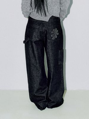 OAF LOGO STRIPE WORK PANTS, BLACK DENIM