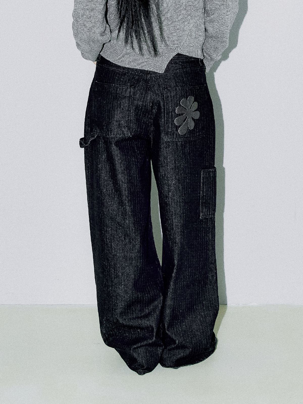 오피쉬(OAFISH) OAF LOGO STRIPE WORK PANTS, BLACK DENIM