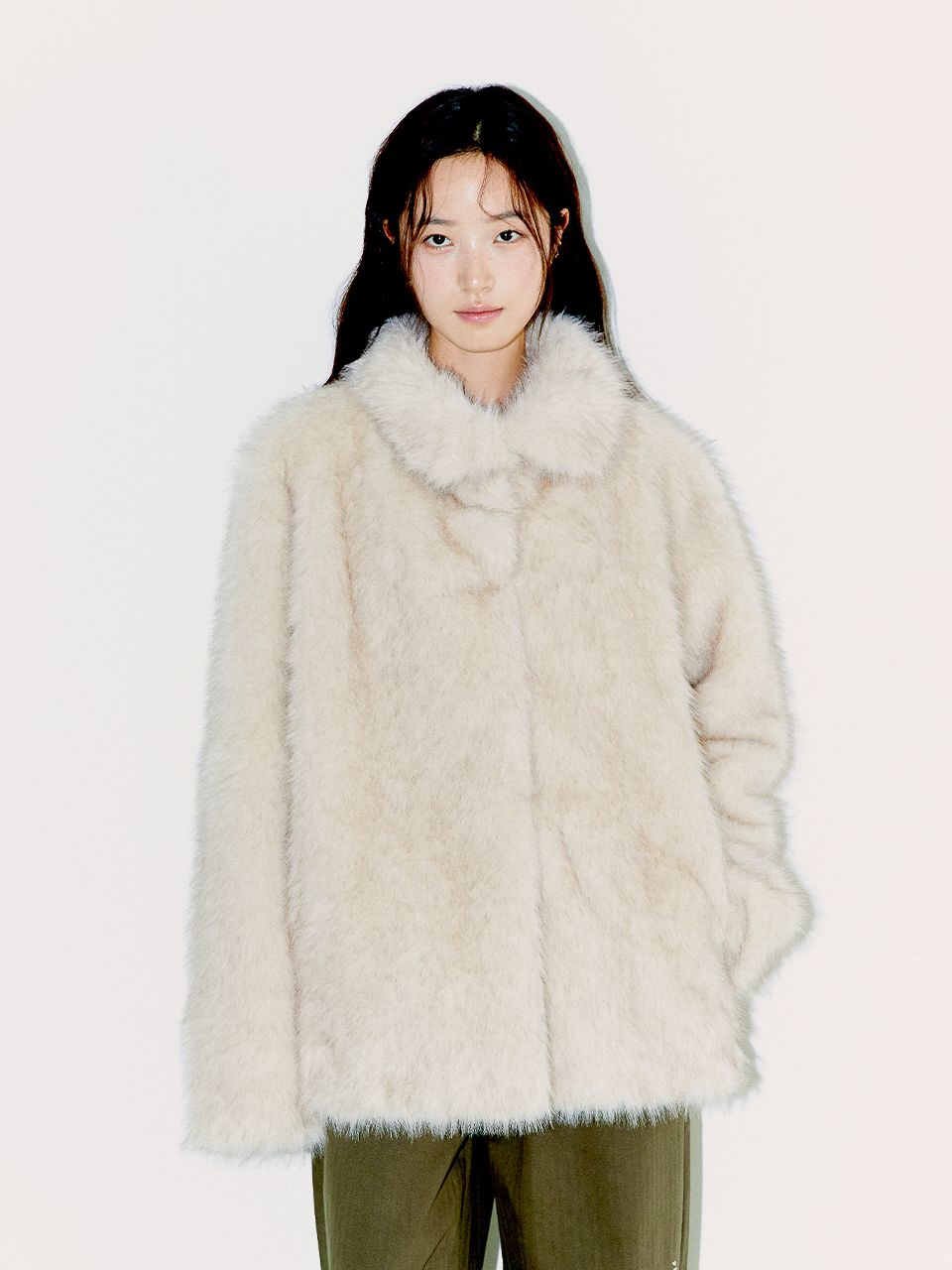 MUSINSA | OAFISH FLUFFY MIX FUR JACKET, BEIGE