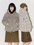 REVERSIBLE FRILL HOODED JACKET, BEIGE/CHECK