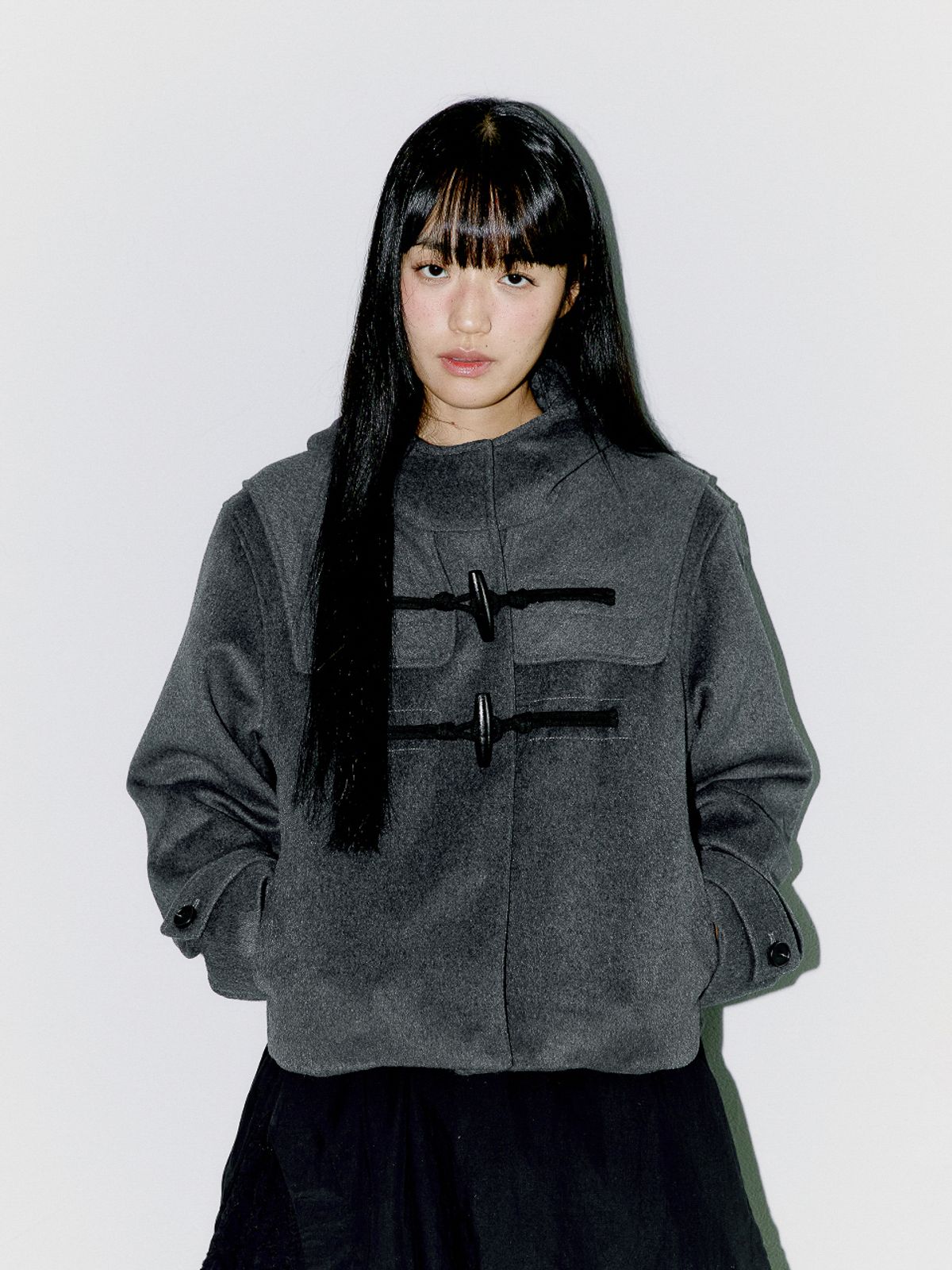 오피쉬(OAFISH) WOOL DUFFLE SHORT COAT, CHARCOAL