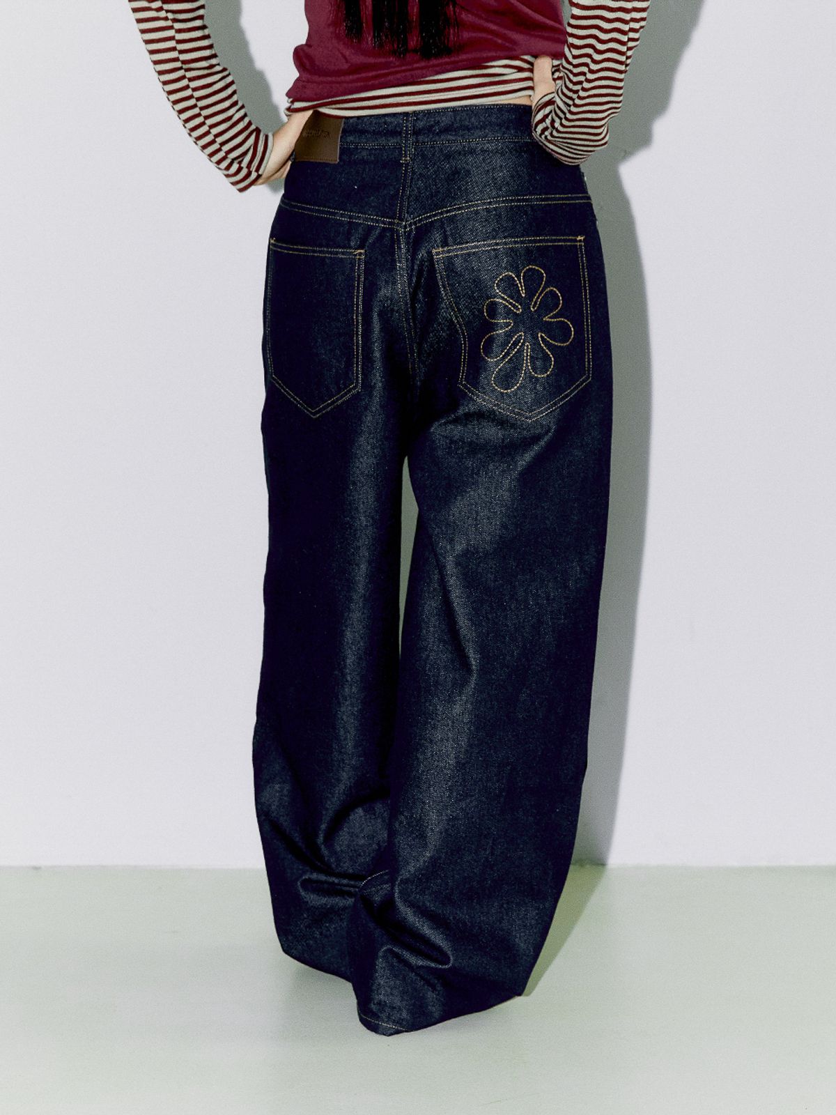오피쉬(OAFISH) OAF LOGO STITCH RAW DENIM PANTS, DARK BLUE