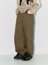 CHECK ROLL UP COTTON PANTS, BROWN