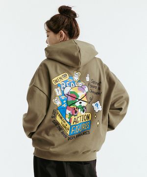 랜덤 피규어 부클베어 후드 집업 (카키)