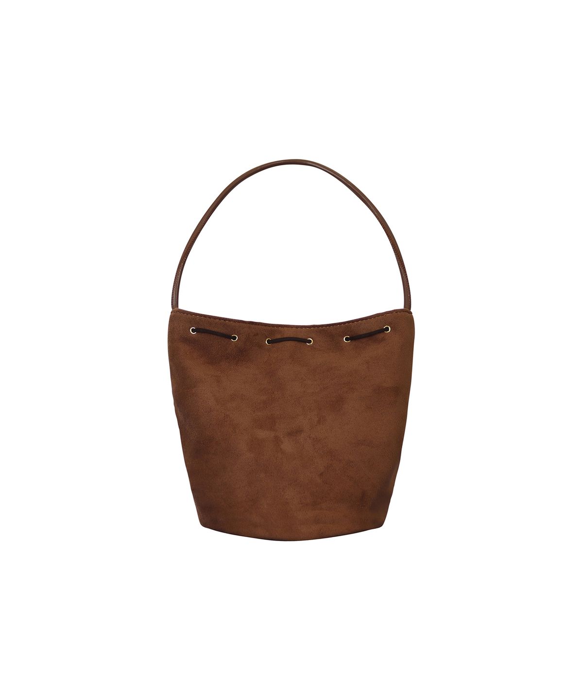 힐리오트(HEALIOTE) EYELET STRING SYNTHETIC SUEDE SHOULDER BAG_BROWN