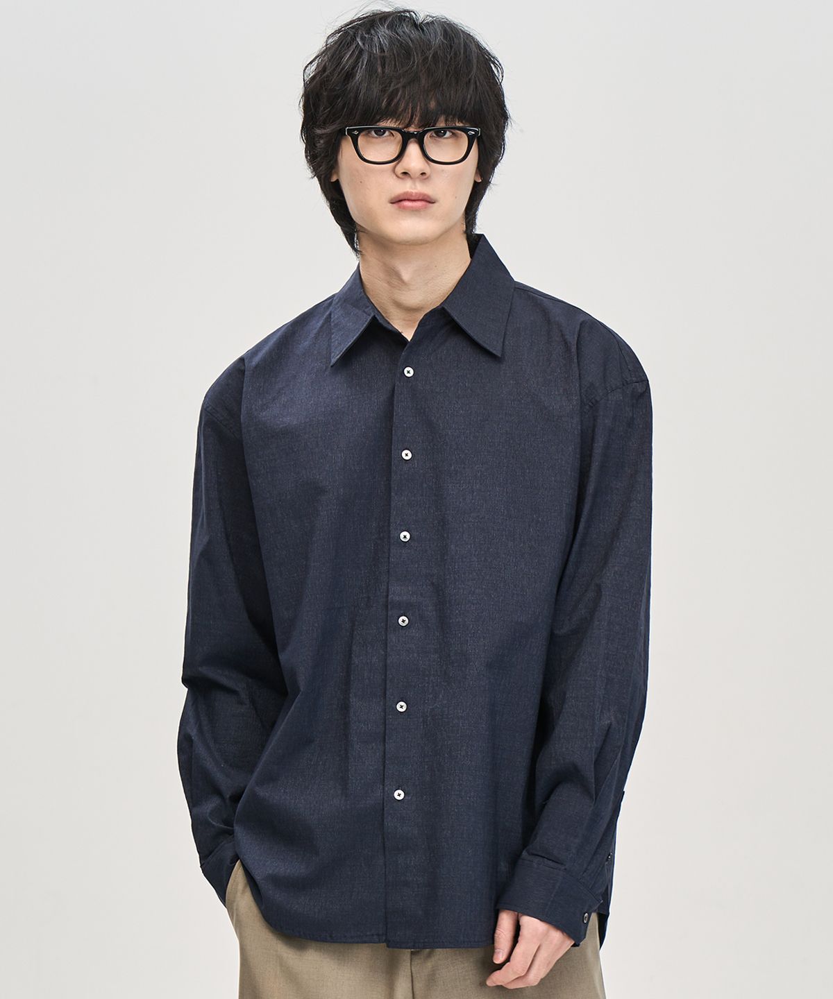 프레리(PRAIRIE) 컴포트 섀도우 스트라이프 셔츠 (NAVY)