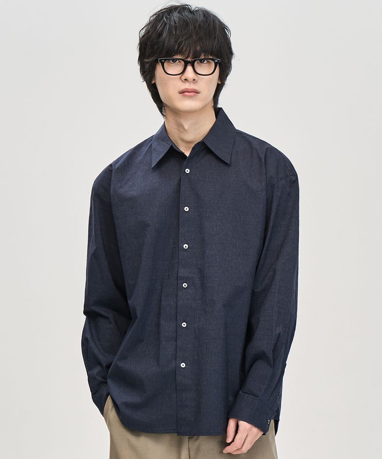 컴포트 섀도우 스트라이프 셔츠 (NAVY)
