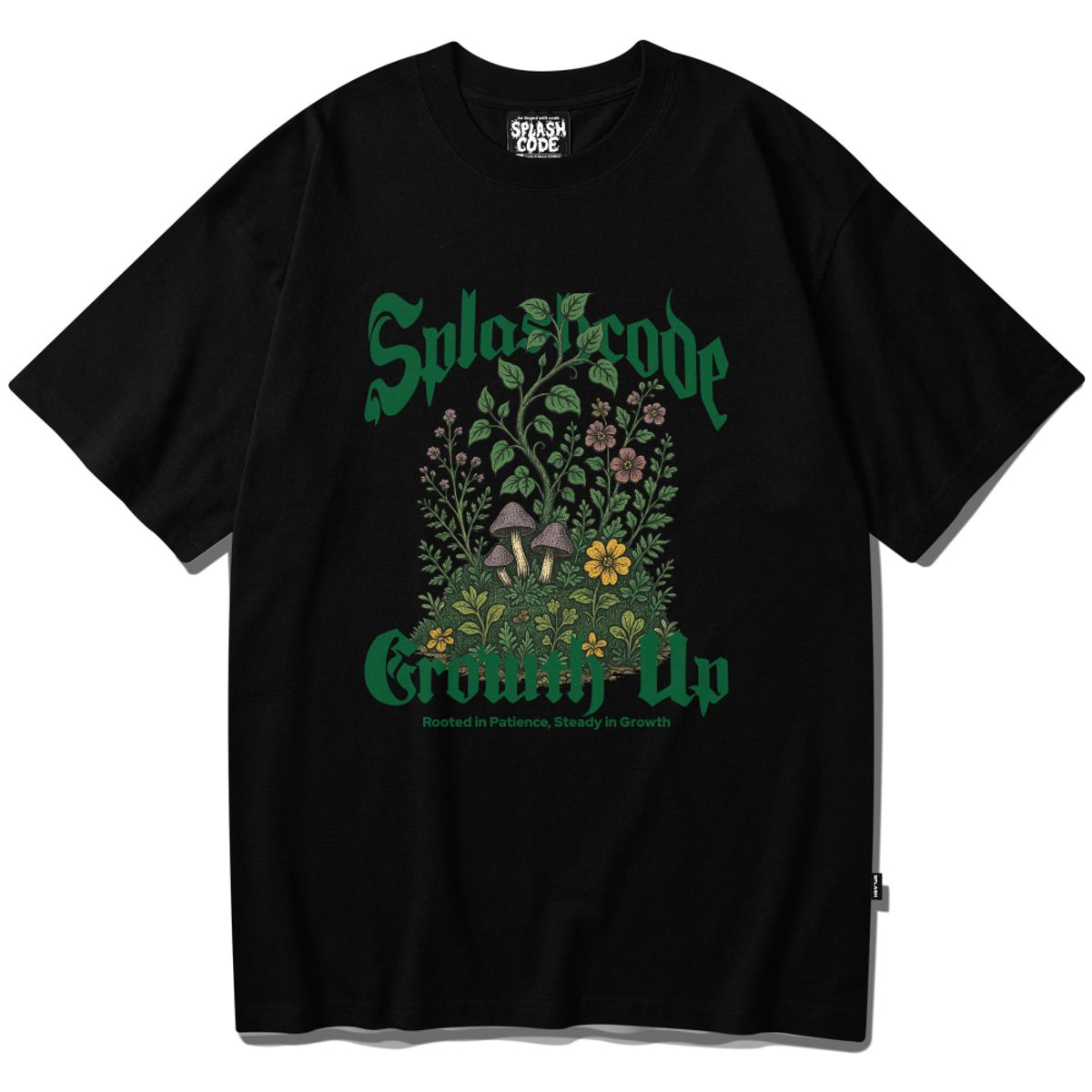 스플래시코드(SPLASHCODE) 반팔 티셔츠 블랙 - 그로우쓰(Growth Up)