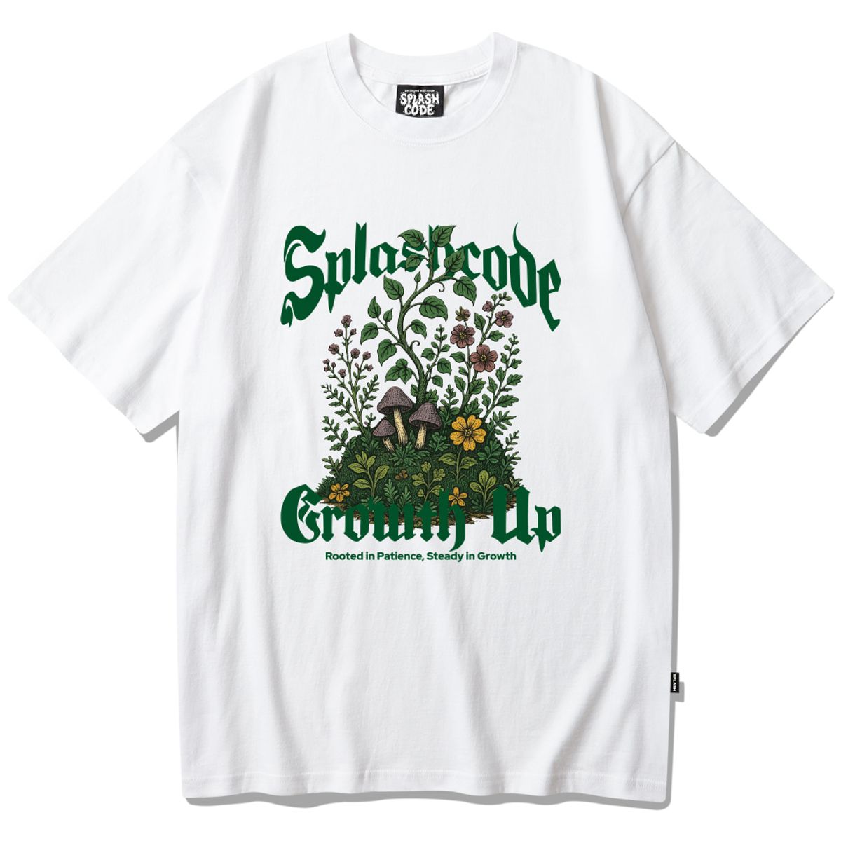 스플래시코드(SPLASHCODE) 반팔 티셔츠 화이트 - 그로우쓰(Growth Up)